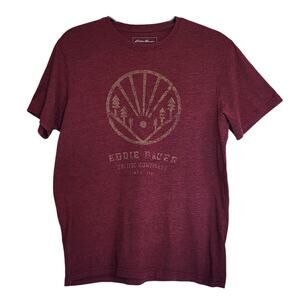 Men's Eddie Bauer Maroon Red Graphic T Shirt Medium